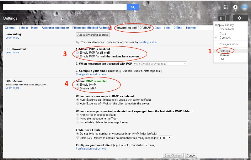 settings gmail